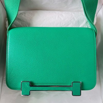 Hermes Geta Handmade Bag In Menthe Chevre Mysore Leather  TDBS26722