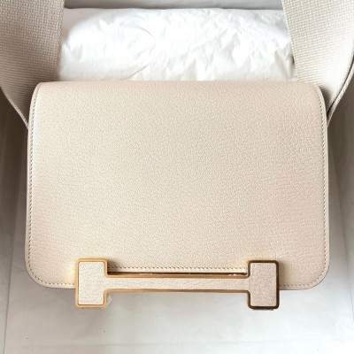 Hermes Geta Handmade Bag In Nata Chevre Mysore Leather TDBS26723