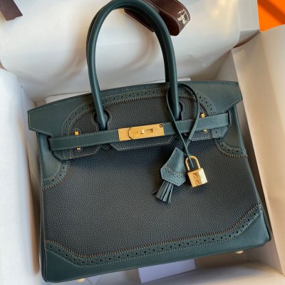 Hermes Ghillies Birkin 30cm Limited-edition Bag In Black Calfskin TDBS26230