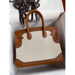 Hermes Ghillies Birkin 30cm Limited-edition Bag In Toile & Gold Swift Leather TDBS26231