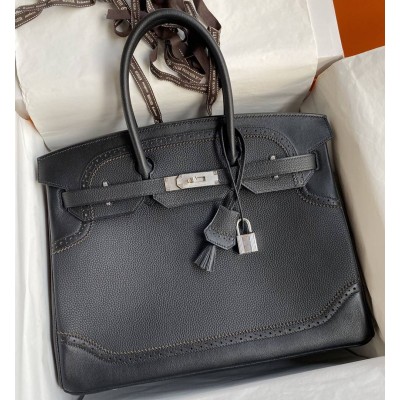 Hermes Ghillies Birkin 35cm Limited-edition Bag In Black Calfskin TDBS26232