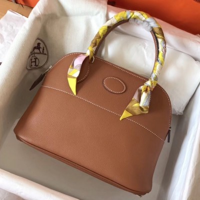 Hermes Gold Clemence Bolide 27cm Handmade Bag TDBS26421