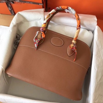 Hermes Gold Clemence Bolide 35cm Handmade Bag TDBS26422