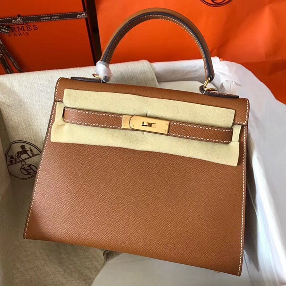 Hermes Gold Epsom Kelly 28cm Handmade Bag TDBS26866