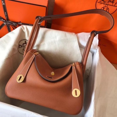 Hermes Gold Lindy 26cm Clemence Handmade Bag TDBS27366