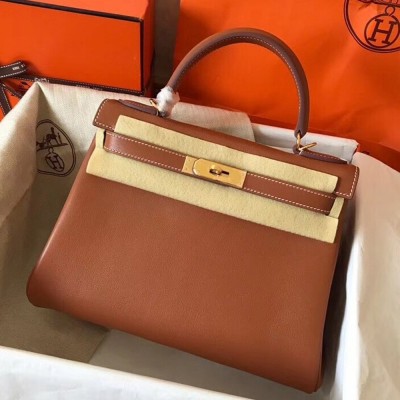 Hermes Gold Swift Kelly 28cm Handmade Bag TDBS26869