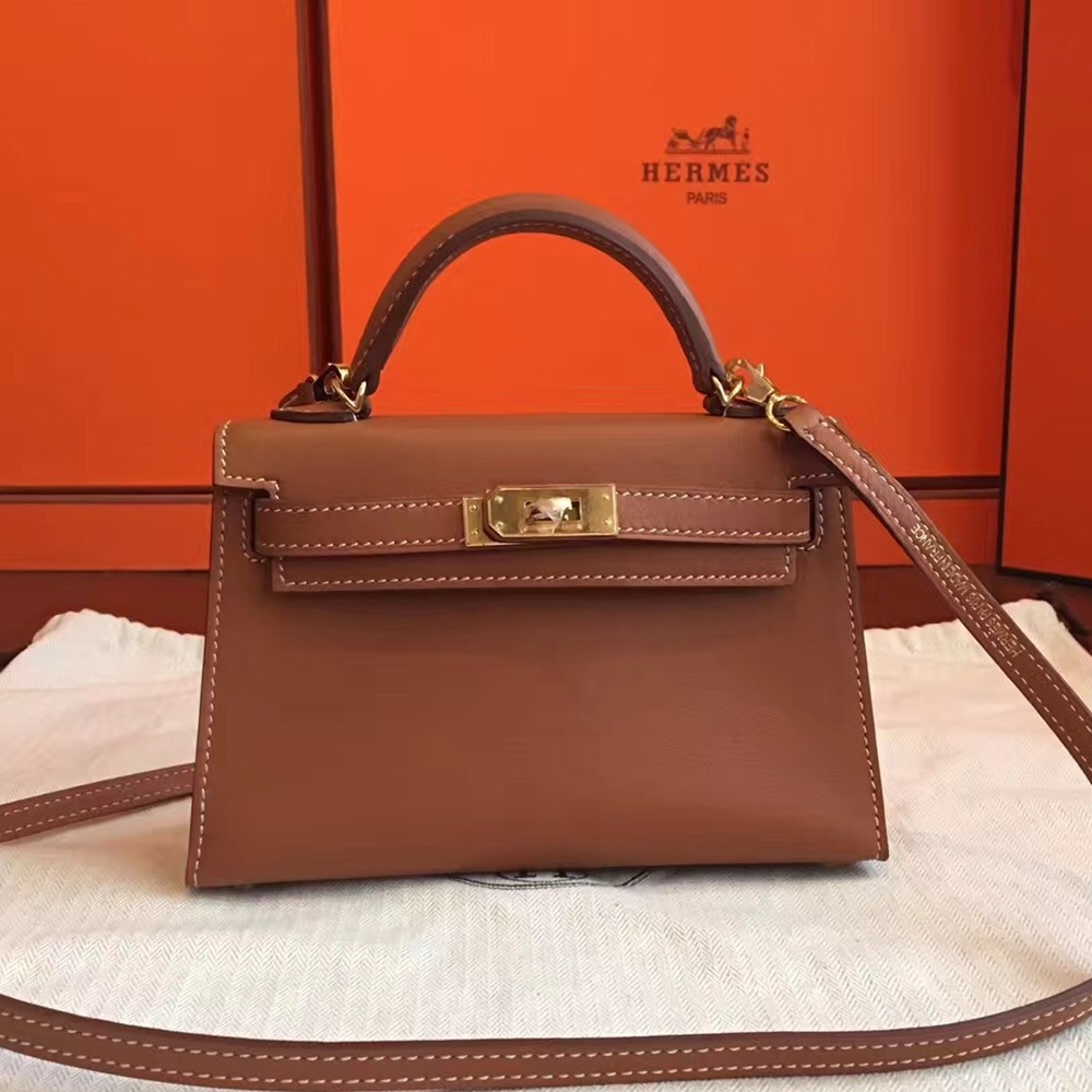 Hermes Gold Swift Kelly Mini II Handmade Bag TDBS26872