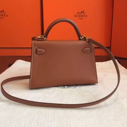 Hermes Gold Swift Kelly Mini II Handmade Bag TDBS26872