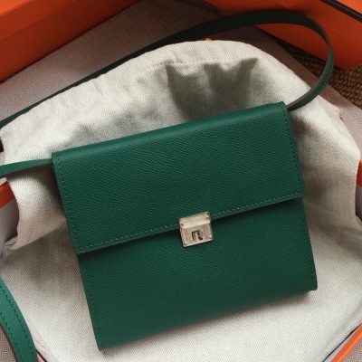 Hermes Green Clic 16 Wallet With Strap TDBS27647