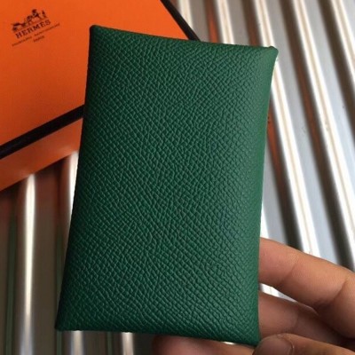 Hermes Green Epsom Calvi Card Holder TDBS26392