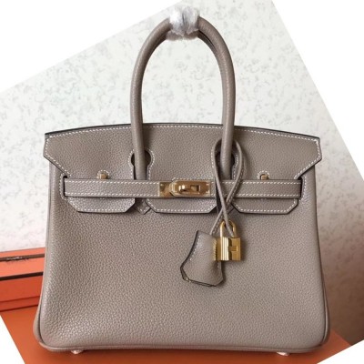 Hermes Grey Birkin 25cm Clemence Handmade Bag TDBS26238