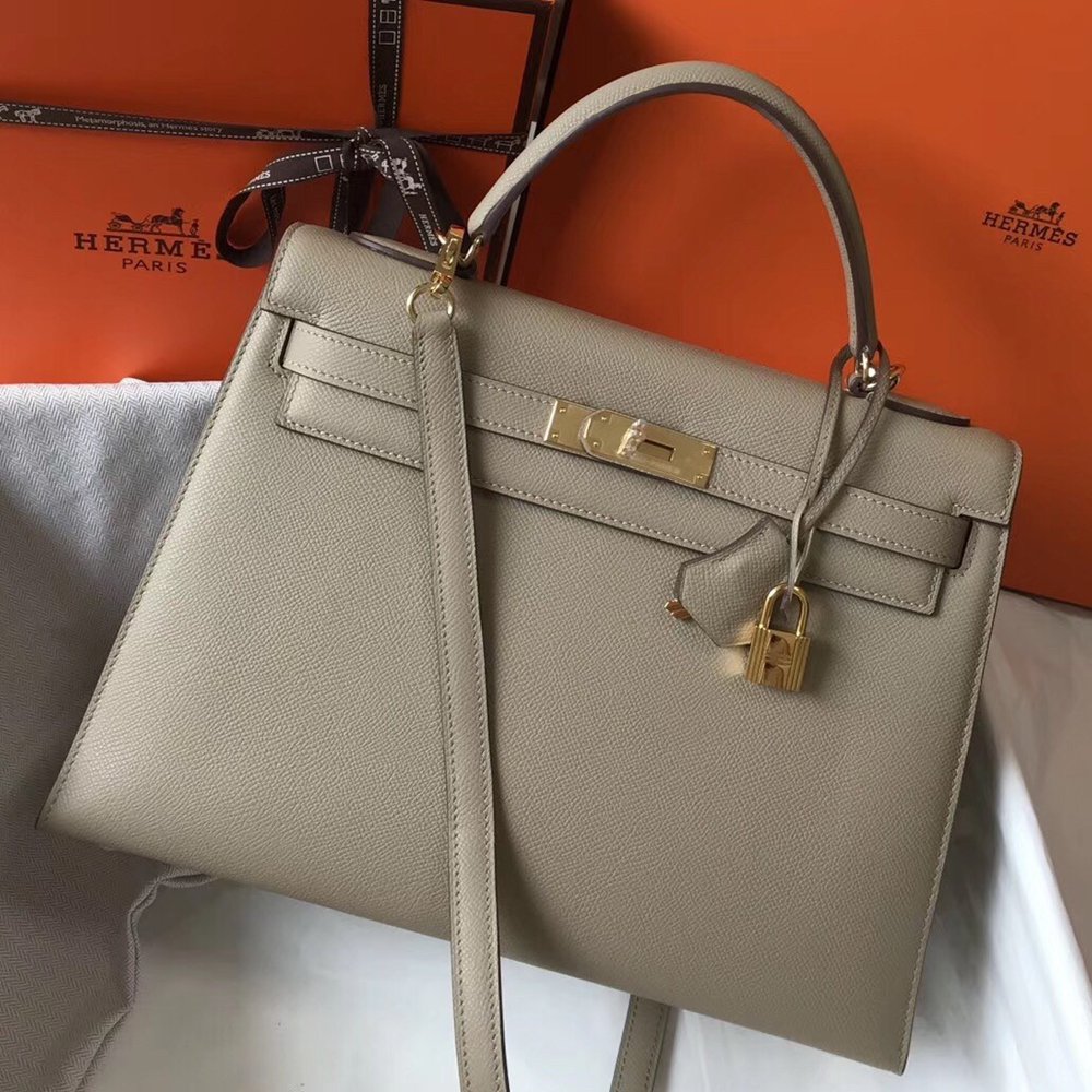 Hermes Grey Epsom Kelly 32cm Sellier Bag TDBS26880