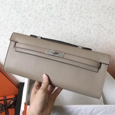 Hermes Grey Epsom Kelly Cut Handmade Bag TDBS26881