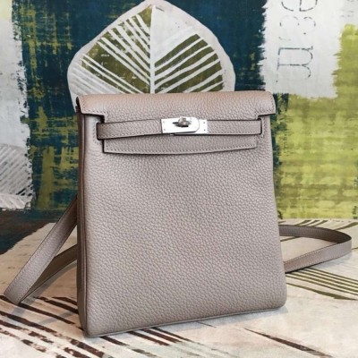 Hermes Gris Asphalt Clemence Kelly Ado PM Backpack TDBS25995