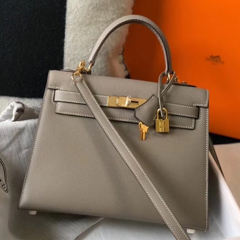 Hermes Gris Asphalt Epsom Kelly 28cm Sellier Bag GHW TDBS26886