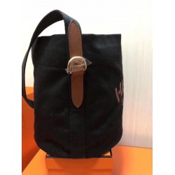 Hermes Grooming Bucket Bag In Black Canvas TDBS26381