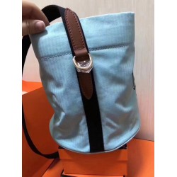 Hermes Grooming Bucket Bag In Blue Canvas TDBS26382