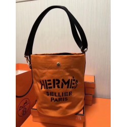 Hermes Grooming Bucket Bag In Orange Canvas TDBS26383