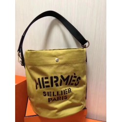 Hermes Grooming Bucket Bag In Yellow Canvas TDBS26385