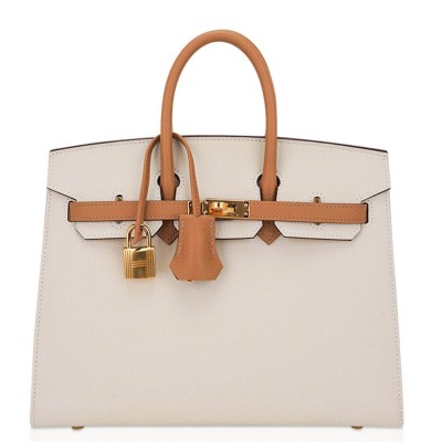 Hermes HSS Birkin 25 Sellier Bag in Craie and Gold Epsom Calfskin  TDBS26251