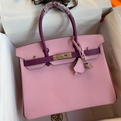 Hermes HSS Birkin 30 Bicolor Bag in Mauve Sylvestre and Anemone Epsom Calfskin TDBS26256