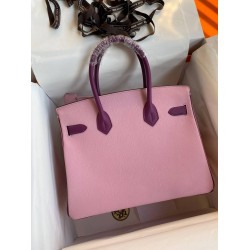 Hermes HSS Birkin 30 Bicolor Bag in Mauve Sylvestre and Anemone Epsom Calfskin TDBS26256