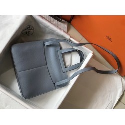 Hermes Halzan Bag In Blue Lin Clemence Leather TDBS26425