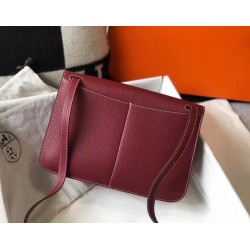 Hermes Halzan Bag In Bordeaux Clemence Leather TDBS26377