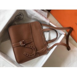 Hermes Halzan Bag In Brown Clemence Leather TDBS26426