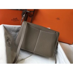 Hermes Halzan Bag In Etoupe Clemence Leather TDBS26427