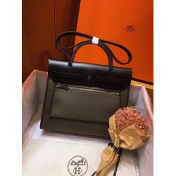 Hermes Herbag Zip 31cm Bag In Black And Canopee TDBS26728