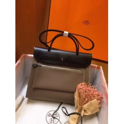 Hermes Herbag Zip 31cm Bag In Black And Taupe TDBS26729