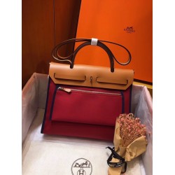 Hermes Herbag Zip 31cm Bag In Brown And Red TDBS26734