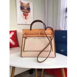 Hermes Herbag Zip PM 31cm Bag In Beige Canvas TDBS26740