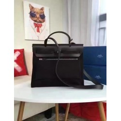 Hermes Herbag Zip PM 31cm Bag In Black Canvas TDBS26741