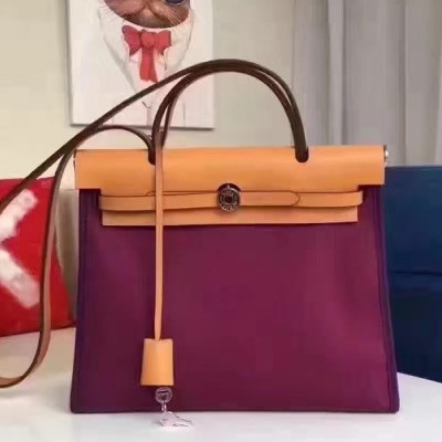 Hermes Herbag Zip PM 31cm Bag In Fuchsia Canvas TDBS26744