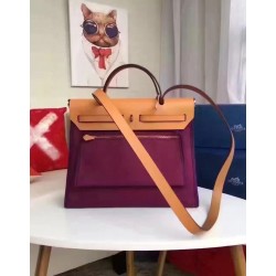 Hermes Herbag Zip PM 31cm Bag In Fuchsia Canvas TDBS26744