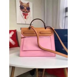 Hermes Herbag Zip PM 31cm Bag In Pink Canvas TDBS26747