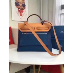 Hermes Herbag Zip PM 31cm Bag In Sapphire Canvas TDBS26749