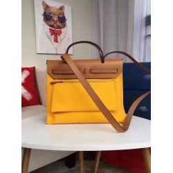 Hermes Herbag Zip PM 31cm Bag In Yellow Canvas TDBS26750