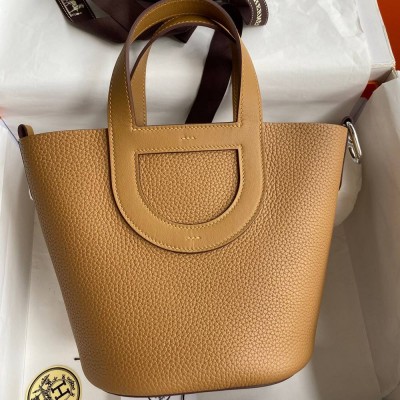 Hermes In The Loop 18 Handmade Bag in Biscuit Clemence Leather TDBS27468