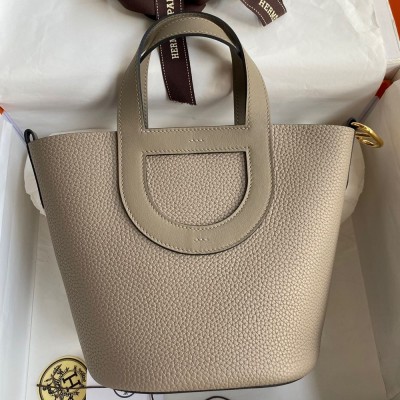 Hermes In The Loop 18 Handmade Bag in Gris Asphalt Clemence Leather TDBS27472