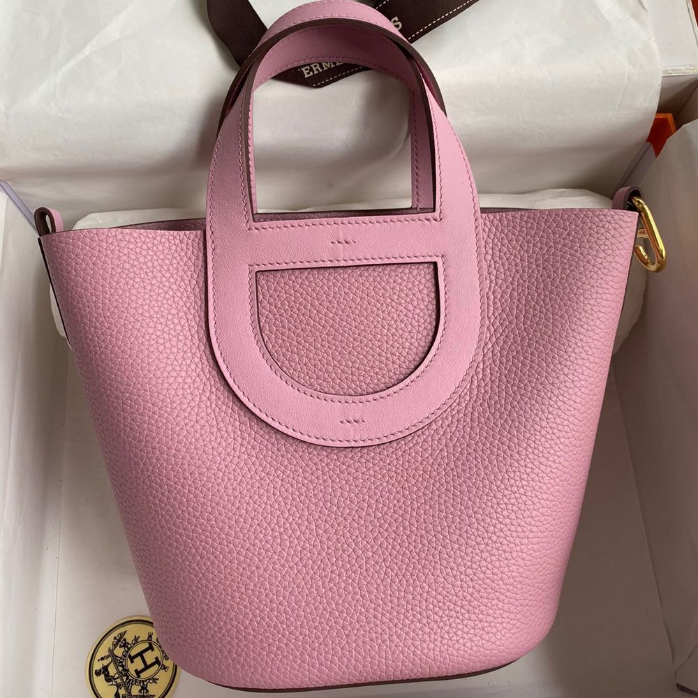 Hermes In The Loop 18 Handmade Bag in Mauve Sylvestre Clemence Leather  TDBS27474