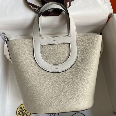 Hermes In The Loop 18 Handmade Bag in Pearl Grey Clemence Leather TDBS27475