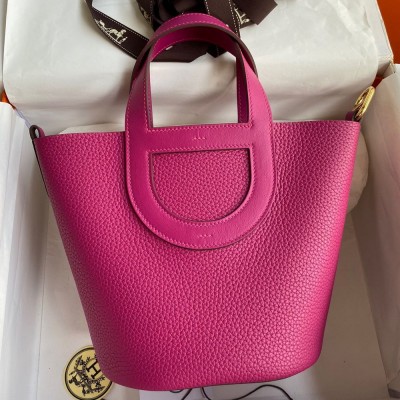 Hermes In The Loop 18 Handmade Bag in Rose Purple Clemence Leatherther TDBS27477