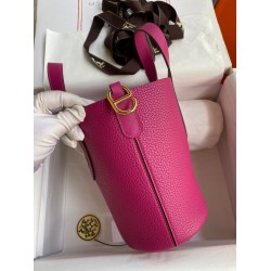 Hermes In The Loop 18 Handmade Bag in Rose Purple Clemence Leatherther TDBS27477