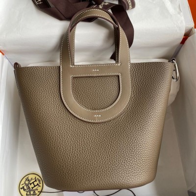 Hermes In The Loop 18 Handmade Bag in Taupe Clemence Leatherther TDBS27478