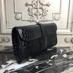 Hermes Jige Elan 29 Clutch In Black Crocodile Leather TDBS26595