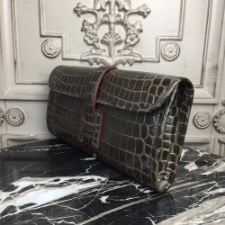 Hermes Jige Elan 29 Clutch In Chocolate Crocodile Leather TDBS26598