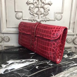 Hermes Jige Elan 29 Clutch In Dark Red Crocodile Leather TDBS26599